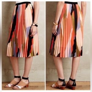 Anthropologie HD in Paris pleated color block midi skirt size 6 preowned